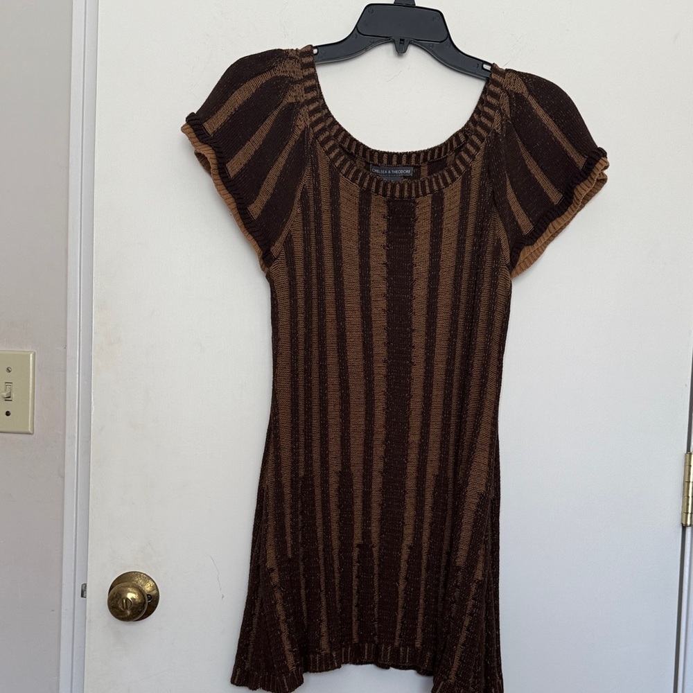 Striped Brown Knit Sweater